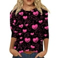 thumbnail image 1 of Fgvctg Valentine's Day Spring Tops for Women 2025 Casual 3/4 Sleeve Crewneck Top Cute Date Night Pullover Shirt Plus Size Sweet Love Heart Graphic Blouses Gifts for Women Black XL, 1 of 5