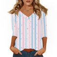 thumbnail image 1 of Fgvctg Valentine's Day Spring Tops for Women 2025 Casual V Neck 3/4 Sleeve Tops Plus Size Date Night Pullover Shirts Cute Cute Love Heart Graphic Blouse Gifts For Her Light Blue 2XL, 1 of 4