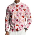 thumbnail image 1 of Fgvctg Valentine's Day Sweaters for Men Crewneck Ribbed Knit Sweater Love Heart Print Romantic Slim Fit Long Sleeve Pullover Sweaters Spring Lightweight Clothes Light pink 2XL, 1 of 5