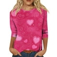 thumbnail image 1 of Fgvctg Valentine's Day Tops for Women 2025 Casual 3/4 Length Sleeve Crewneck Tops Date Night Pullover Shirt Oversized Cute Love Heart Graphic Blouse Gifts For Her Vermilion M, 1 of 5