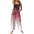 thumbnail image 1 of Fgvctg Valentine's Day Women's Jumpsuits Wide Leg Pant Date Night Spaghetti Straps Dressy Love Heart Graphic Jumpsuits Sleeveless Bib Overalls Sprimg Romper Clothing With Pockets Light pink XL, 1 of 7