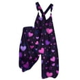 thumbnail image 1 of Fgvctg Valentine's Day Women's Jumpsuits Wide Leg Pant Romantic Overall Love Heart Print Sleeveless Spaghetti Straps Jumpsuit Romper Bib Overalls Oversized Sprimg Pant With Pockets Purple 2XL, 1 of 4