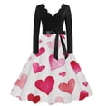thumbnail image 1 of Fgvctg Valentine's Day Womens Date Night Dress Formal Dinner Vintage Cocktail 1950s Tea Dress Love Heart Print V Neck Dress Sweet Sweet Long Sleeve Clothes Fashion Outfits Purple Pink 2XL, 1 of 4