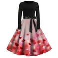 thumbnail image 1 of Fgvctg Valentine's Day Womens Dresses Dinner Vintage Cocktail Dress 1950s Cute Heart Graphic Crewneck Dresses Classy Date Night Romantic Long Sleeve Clothing Hepburn Outfits Pink 3XL, 1 of 3