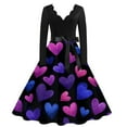 thumbnail image 1 of Fgvctg Valentine's Day Womens Dresses Soft Long Sleeve Vintage Cocktail Dress Plus Size 50's Dress Sweet Love Heart Graphic Date-Night Outfits V Neck Clothes Dark Blue M, 1 of 4