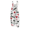 thumbnail image 1 of Fgvctg Valentine's Day Womens Jumpsuit Wide Leg Pant Holiday Love Heart Graphic Overall Sleeveless Rompers Spaghetti Straps Jumpsuit Loose Bib Overalls Sprimg Clothing With Pockets Black M, 1 of 4