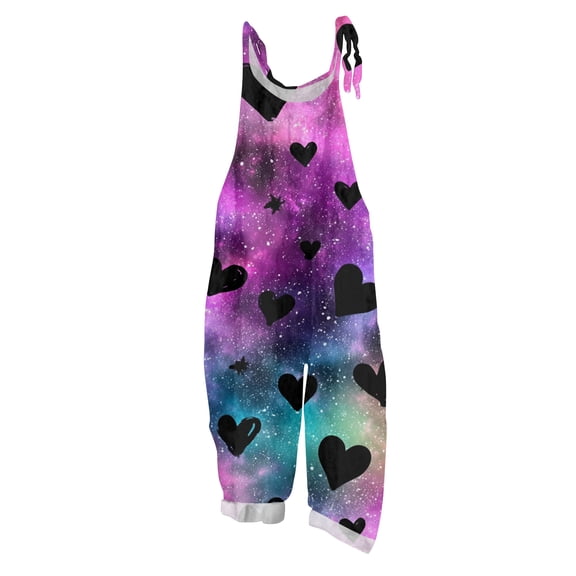 Fgvctg Valentine's Day Womens Jumpsuit Wide Leg Pant Holiday Love Heart Print Overalls Sleeveless Romper Spaghetti Straps Jumpsuit Plus Size Bib Overalls Sprimg Clothing With Pockets Cyan L