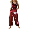thumbnail image 1 of Fgvctg Valentine's Day Womens Jumpsuits Wide Leg Pant Casual Overall Love Heart Graphic Sleeveless Spaghetti Straps Jumpsuits Rompers Bib Overalls Plus Size Sprimg Pants With Pockets Red M, 1 of 5