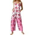 thumbnail image 1 of Fgvctg Valentine's Day Womens Jumpsuits Wide Leg Pant Festival Overall Love Heart Print Sleeveless Spaghetti Straps Jumpsuits Romper Bib Overalls Plus Size Sprimg Pants With Pockets Light pink L, 1 of 7