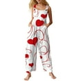 thumbnail image 1 of Fgvctg Valentine's Day Womens Jumpsuits Wide Leg Pant Trendy Overall Love Heart Print Sleeveless Date Night Spaghetti Straps Jumpsuit Rompers Bib Overalls Plus Size Sprimg Pant With Pockets Red XL, 1 of 5