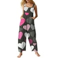 thumbnail image 1 of Fgvctg Valentine's Day Womens Overalls Wide Leg Pant Vintage Overall Love Heart Print Sleeveless Date Night Spaghetti Straps Jumpsuit Romper Bib Overalls Oversized Sprimg Pant With Pockets Gray L, 1 of 5