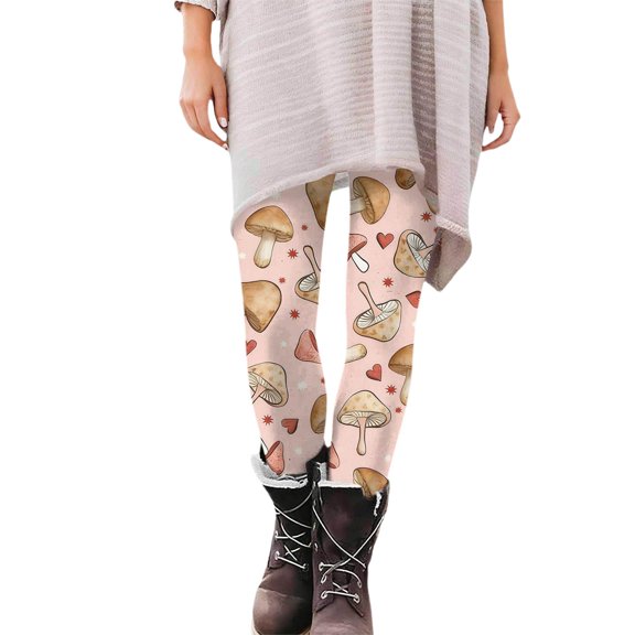 Fgvctg Valentines Day Leggings for Women Yoga High Waisted Full Length Stretch Workout Leggingss Cute Love Heart Print Slim Running Outfits Plus Size Thermal Yoga pants Joggers Clothing Brown S