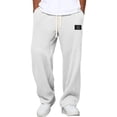 thumbnail image 1 of Fgvctg Waffle Sweatpants for Men Elastic Waist Lounge Trouser Wide Leg Textured Baggy Jogger Pants Drawstring Loose Fit Spring Sweatpant with Pockets White L, 1 of 4