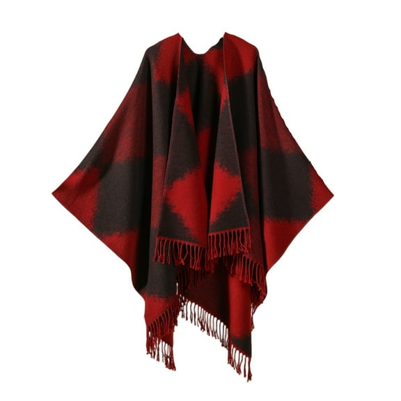 Fgvctg Winter Scarfs for Women Pashmina Knitted Shawls and Wraps Cape Knitted Shoulder Wraps Sweater Shawl Dressy Bridal Wedding Open Front Shoulder Top Sweater,Red