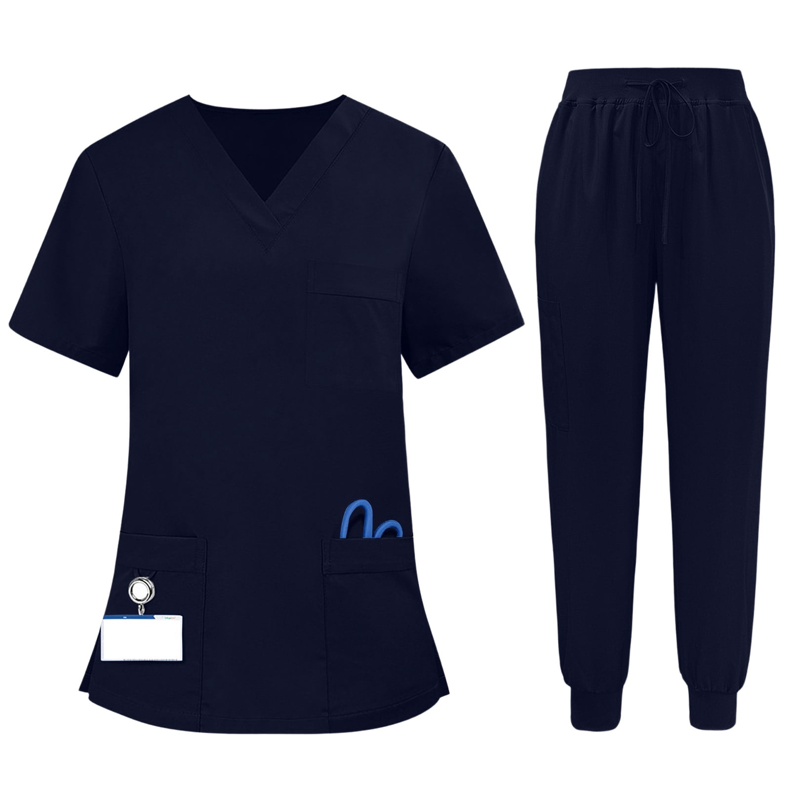 Fgvctg Women Scrubs Sets Plus Size Scrub Joggers Petite V Neck Yoga ...