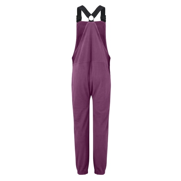 Fgvctg Women's Overalls Baggy Overall Adjustable Straps Casual Fuzzy Jumpsuits Sleeveless Sherpa Bib Overalls Winter Romper Pant With Pockets Purple 2XL