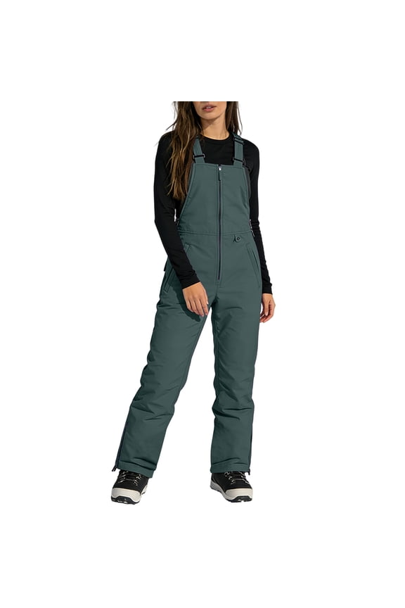 Women's Ski Bibs Snow Pants Heated Insulated Overall Windproof Ski Bibs Jumpsuits Winter Snowboarding Pant Plus Size Adjustable Straps Baggy Ripstop Outdoor Snowpants for Skiing Dark Gray M