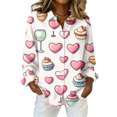 thumbnail image 1 of Fgvctg Womens Button Down Shirt Valentine's Day Long Sleeve V Neck Blouses Collared Oversized Date Day Love Heart Print Shirt Dressy Business Casual Outfits Beige S, 1 of 5