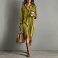 thumbnail image 1 of Fgvctg Womens Corduroy Dress Button Down Long Sleeve Shirt Dresses Dressy Oversized Lapel Tunic Work Dress Fall Winter Vintage Midi Dress with Pockets Yellow 2XL, 1 of 7