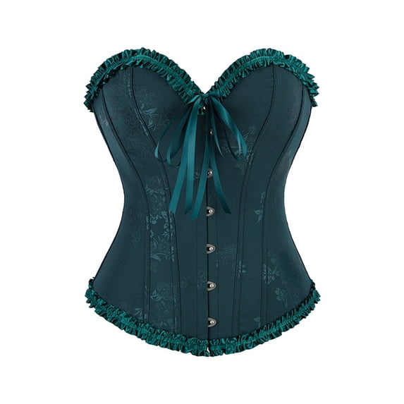Fgvctg Womens Corset Top Strapless Lace Up Waist Bustier Lingerie Vintage Underbust Dark Green Corsets Plus Size Shapewear Bodysuit Top Costumes Dark Green XL