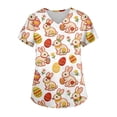 thumbnail image 1 of Fgvctg Womens Easter Scrub Tops Cute Bunny Graphic V Neck Short Sleeve Tops Scrubs Funny Work Medical T Shirts Oversized Scrub Nurse Uniforms Workwear Shirts with Pockets Red S, 1 of 5