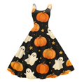 thumbnail image 1 of Fgvctg Womens Halloween Cocktail Dresses for Wedding Guest Crewneck Cocktail Dresses Pumpkin Ghost Witch Graphic Fashion 50's Dress Spaghetti Strap Sleeveless Oversized White Outfits White XL, 1 of 4