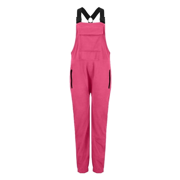 Fgvctg Womens Jumpsuit Sleeveless Adjustable Straps Overall Warm Baggy Fuzzy Sherpa Bib Overalls Romper Winter Pants With Pockets Hot Pink 2XL
