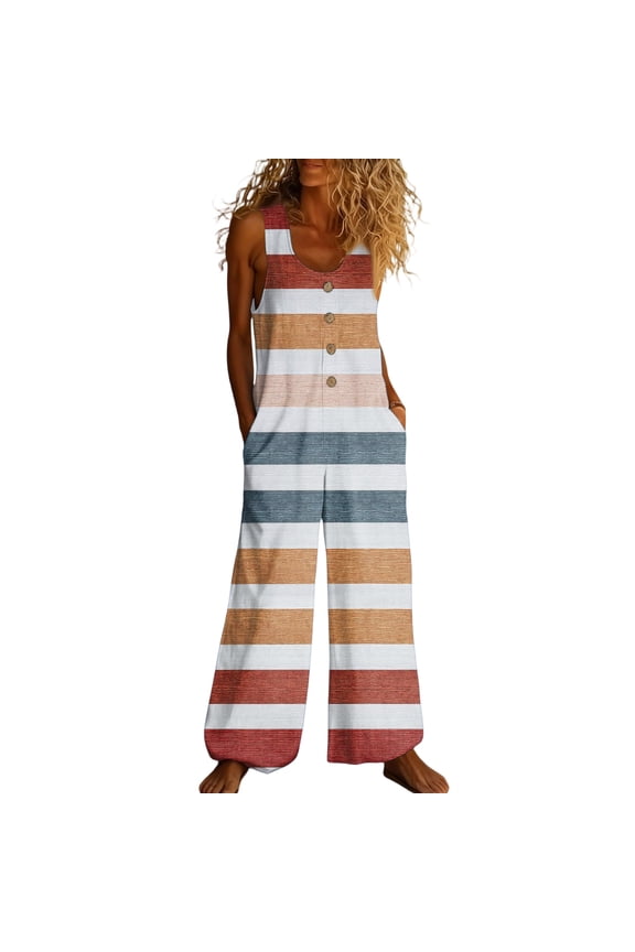 Womens Jumpsuits Sleeveless One Piece Spaghetti Straps Overalls Festival Wide Leg Pant Floral Graphic Bib Overalls Rompers Spring Pant With Pockets Camel XL