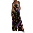 thumbnail image 1 of Fgvctg Womens Mardi Gras Jumpsuit Wide Leg Pant Fashion Mask Print Overall Sleeveless Romper Carnival Party Spaghetti Straps Jumpsuits Loose Bib Overalls Sprimg Clothing With Pockets Light Gray XL, 1 of 4