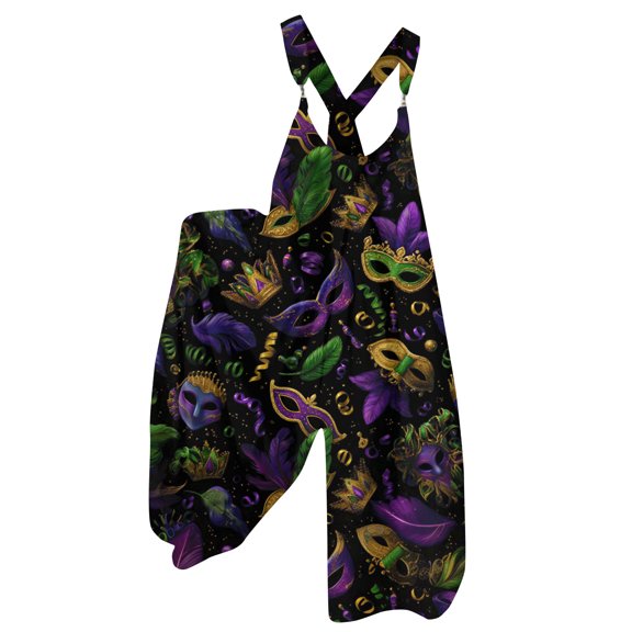 Fgvctg Womens Mardi Gras Jumpsuit Wide Leg Pant Vintage Mask Print Overalls Sleeveless Romper Carnival Party Spaghetti Straps Jumpsuits Oversized Bib Overalls Sprimg Clothing With Pockets Navy XXL