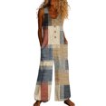 thumbnail image 1 of Fgvctg Womens Overalls Wide Leg Pant Vintage Tropical Graphic Overall Sleeveless Rompers Spaghetti Straps Jumpsuit Loose Bib Overalls Summer Beach Vacation Clothing With Pockets Light Brown 3XL, 1 of 4