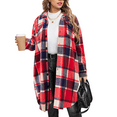 thumbnail image 1 of Fgvctg Womens Shacket Long Flannel Shackets Jacket Lapel Button Down Plaid Trench Coats Pretty Long Sleeve Winter Outwear Coats Red XL, 1 of 3