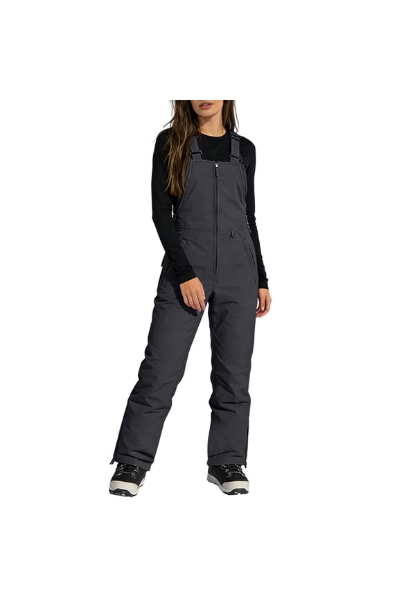 Womens Ski Snow Bibs Pants Heated Insulated Overalls Windproof Ski Bib Jumpsuits Winter Snowboarding Pant Oversized Adjustable Straps Baggy Ripstop Snowpants for Skiing Black 5XL