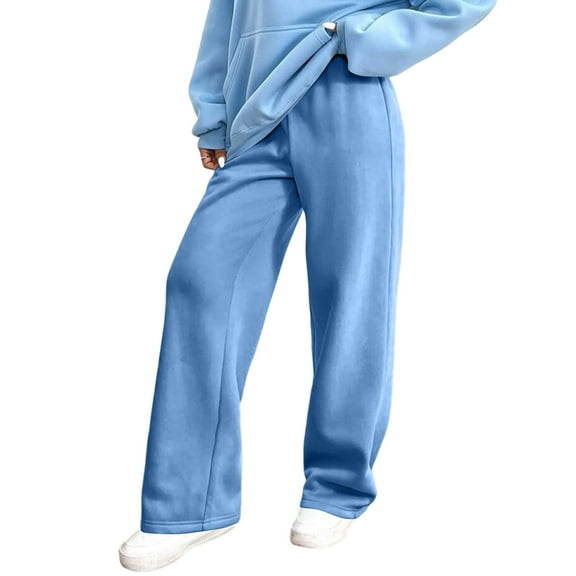 Fgvctg Womens Sweatpants High Waisted Wide Leg Baggy Lounge Pants Fall Cute Outfits 2025 Drawstring Sweat Pant Joggers Clothes Sky Blue 2XL