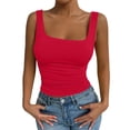 thumbnail image 1 of Fgvctg Womens Tank Top with Built In Bra Tummy Control Shapewear Tank Tops U Neck Slim Fit Shapewear Bras Sleeveless Seamless Compression Stretchy Bra Oversized Workout Camisole Top Red L, 1 of 6