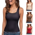 thumbnail image 1 of Fgvctg Womens Tank Tops with Built In Bras Shapewear Tummy Control Tank Tops Slim Fit U Neck Shapewear Sleeveless Seamless Compression Bra Stretchy Oversized Workout Camisoles Top Black M, 1 of 7