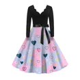 thumbnail image 1 of Fgvctg Womens Valentine'S Day Dresses For Date Night Soft Long Sleeve Vintage Dress Cocktail Classy Prom 1950S Tea Dress Elegant Love Heart Graphic Outfit V Neck Clothes Sky Blue L, 1 of 4