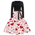 thumbnail image 1 of Fgvctg Womens Valentine's Day Date Night Dress Romantic Crewneck Vintage Cocktail Dress Cute Heart Graphic Casual Dress 1950s Long Sleeve Classy Dressy Outfits Pink 2XL, 1 of 4