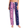 thumbnail image 1 of Fgvctg Womens Valentine's Day Pajamas Loose Wide Leg Sleepwear Pajamas Pants Fashion Heart Graphic High Waisted Pjs Fall Spring Drawstring Lounge Pants with Pockets Dark Purple S, 1 of 7