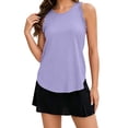 thumbnail image 1 of Fgvctg Workout Tops for Women Ruffle Sleeveless Athletic Tank Tops UPF 50+ Running Tanks with Side Slits Loose Fit Gym Yoga Shirt Light Purple 2XL, 1 of 6