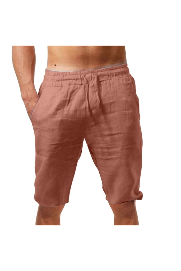 Cargo Shorts For Men Cotton Drawstring Stretch Short With Pockets Men Pocket Elastic Waist Straight Half Shorts Pants Sport Pants