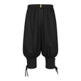 thumbnail image 1 of Fheaev Cargo Shorts For Men Drawstring With PocketsMen Solid Elastic Waist Knee Strap Half Shorts Pant Slantern Pants, 1 of 6