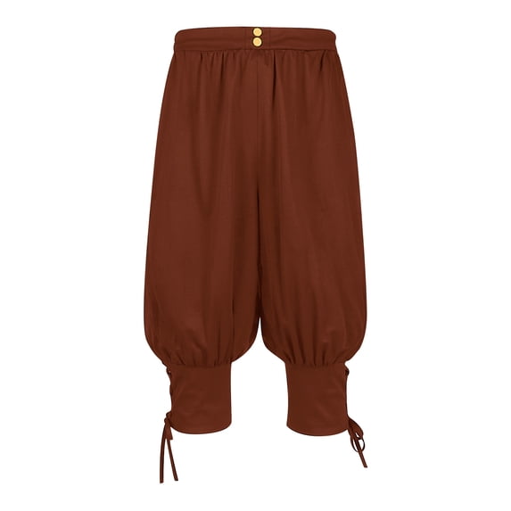 Fheaev Cargo Shorts For Men Drawstring With PocketsMen Solid Elastic Waist Knee Strap Half Shorts Pant Slantern Pants