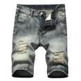 thumbnail image 1 of Fheaev Cargo Shorts For Men High Waisted Jeans Shorts Men's Ripped Denim Trunks Stretchy Washed Jeans Trunks Cut-Off Classic Fit Biker Jeans Trunks, 1 of 8