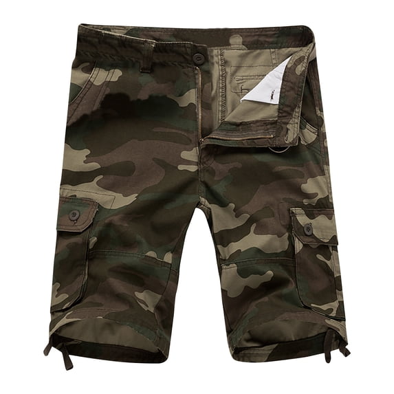 Fheaev Cargo Shorts For Men Men's Camouflage Work Shorts Multi Pocket Zipper Straight Tube Pants Shorts Pants