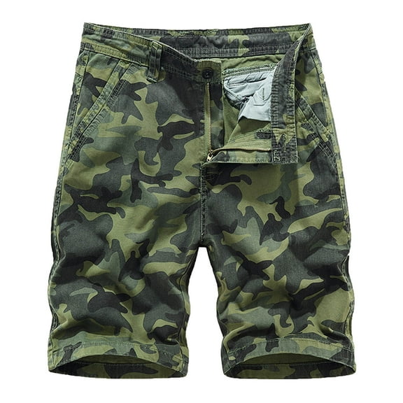Fheaev Cargo Shorts For Men Men's Camouflage Workwear Shorts Fit Multi Pocket Zipper Straight Leg Five Piece Pants Shorts