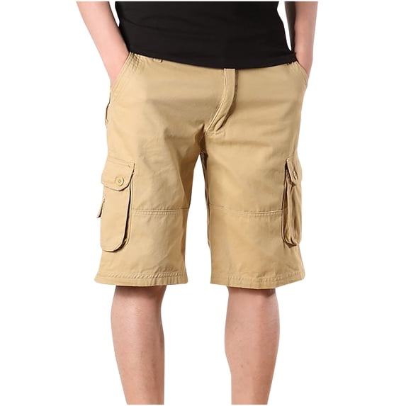 Fheaev Cargo Shorts For Men Men's Directional Sign Work Shorts Mid-waist No Belt Multi-pocket Five-piece Pants Shorts Pants