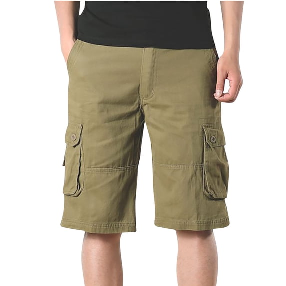 Fheaev Cargo Shorts For Men Men's Directional Sign Work Shorts Mid-waist No Belt Multi-pocket Five-piece Pants Shorts Pants