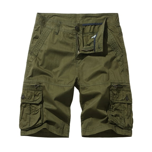 Fheaev Cargo Shorts For Men Men's Pure Color Outdoors Pocket Beach Work Trouser Cargo Shorts Pant