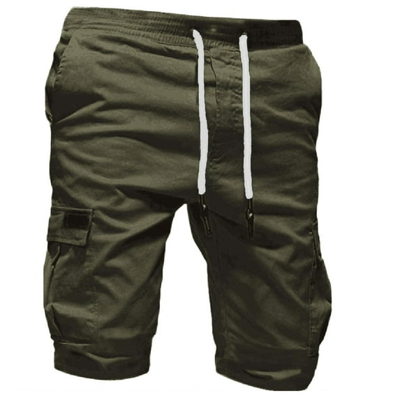 Fheaev Cargo Shorts For Men Men's Sport Pure Color Bandage Loose Sweatpants Drawstring Shorts Pants